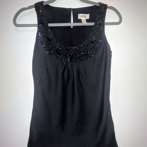 Black Ann Taylor LOFT Tank Top Sequin Blouse